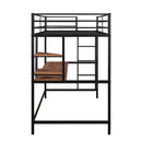 Twin Loft Bed With Desk And Shelve - Black