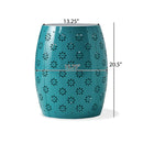 Pastrana - Metal Side Table With Lace Cut Design And Rust Resistant - Teal
