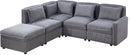 Modular Corduroy Sectional Sofa, Convertible L Shaped Couch Sofa with Storage,  5 Seat Sofa Couch for Living Room, Dark Gray