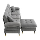 L Shaped Convertible Sectional Sofa 4 Seat Tufted Couch Set With Two Tone Adjust Legs Cloud Movable Ottoman