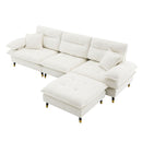 L Shaped Convertible Sectional Sofa 4 Seat Tufted Couch Set With Two Tone Adjust Legs Cloud Movable Ottoman