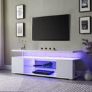TV Stand LED Gaming Entertainment Center, Media Storage Console Table With Large Side Cabinet