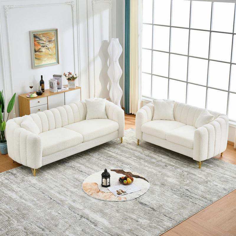 Oversized Sofa, 3 And 2 Seater - Beige