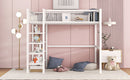 Loft Bed With 4 Tier Shelves And Storage