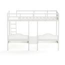 Full Over Twin & Twin Bunk Bed Metal Triple Bed With Nightstand and Guardrails. White, 96.9'' L x 76'' W x 69'' H
