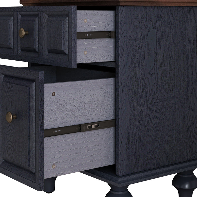 Vintage Nightstand With 2 Drawers And Roman Column Legs