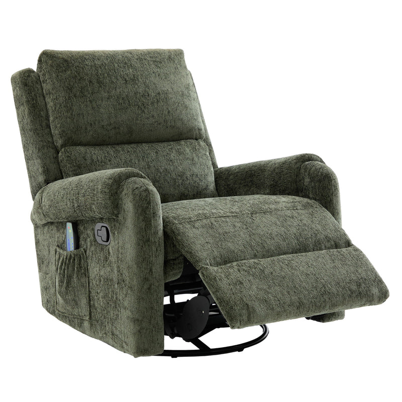 Manual Recliner Massage Chair With Swivel Rocker, 8 Massage Modes, Side Storage Pocket