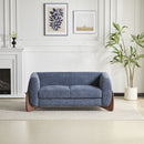Contemporary Boucle Sherpa Sofa With Birch Wood Legs