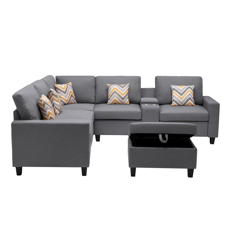 Nolan - 7 Piece Sectional Sofa With Pillows And Interchangeable Legs