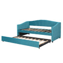 Upholstered Daybed Sofa Bed With Trundle Bed And Wood Slat