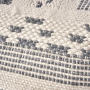 Karim - Faux Yarn Large Pouf, Durable - Ivory / Gray