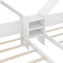 Double Platform Bed With House Shaped Headboard And Built In Nightstand