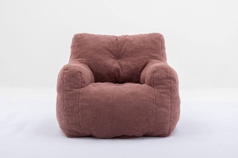 Soft Teddy Fabric Tufted Foam Bean Bag Chair With Teddy Fabric