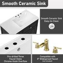 Modern Bathroom Vanity With Ceramic Sink, Freestanding, One Tip Out Drawer, 3 Side Drawers, Adjustable Shelf