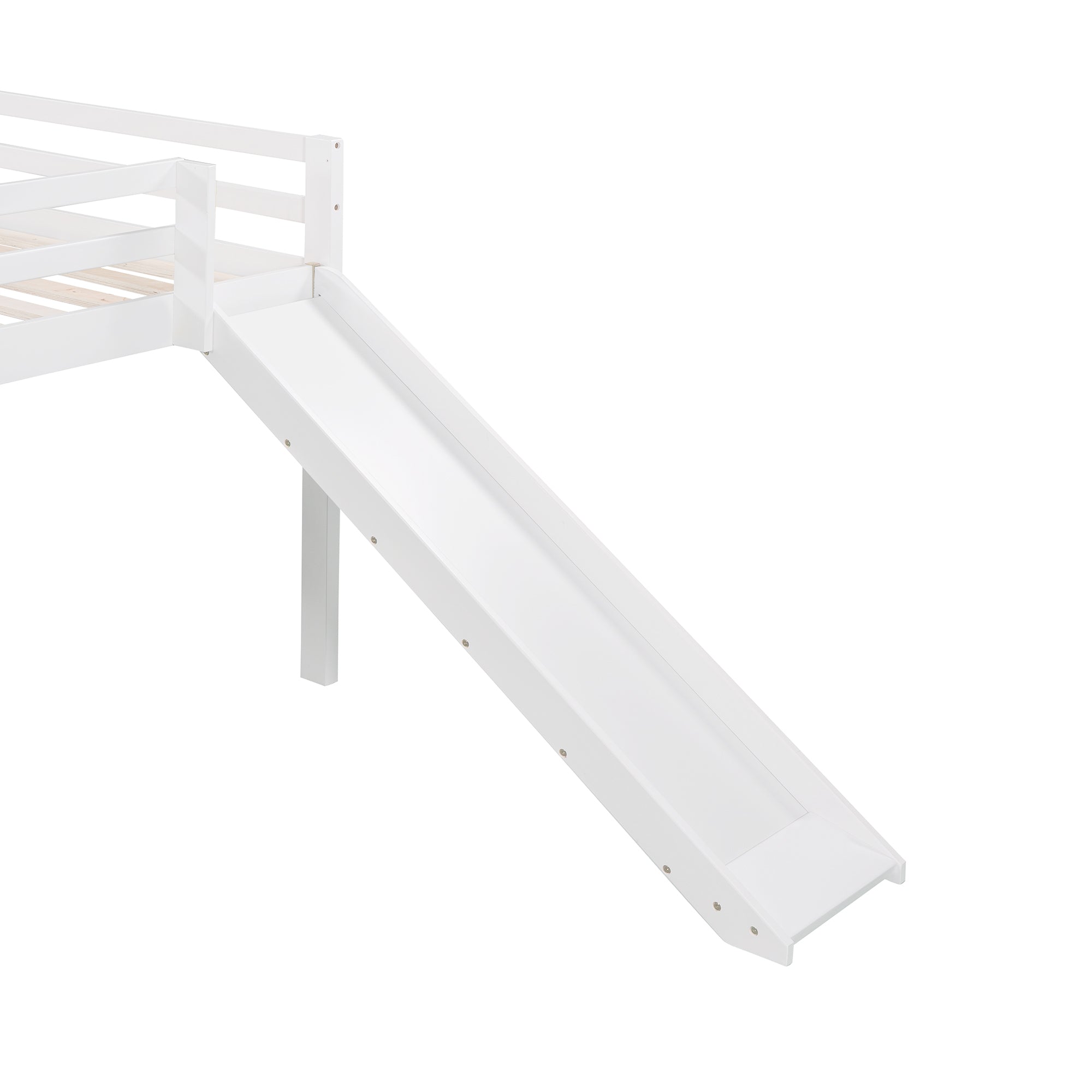Full size Loft Bed Wood Bed with Slide, Stair and Chalkboard,White(Old SKU:WF282116AAK) - Atlantic Fine Furniture Melbourne FL