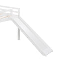 Full size Loft Bed Wood Bed with Slide, Stair and Chalkboard,White（Old SKU:WF282116AAK）