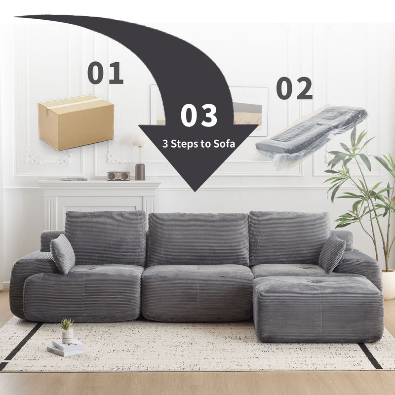 Compressed Sofa, Large Sectional Couches For Living Room - Gray
