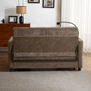 Pull-Out Sleeper Sofa With Reversible Backrest Cushion, Side Pockets, 2 USB Ports And A Phone Holder For Living Room