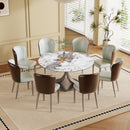 Round Dining Table With 360° Rotating Lazy Susan Scratch & Heat - Dark Purple / White