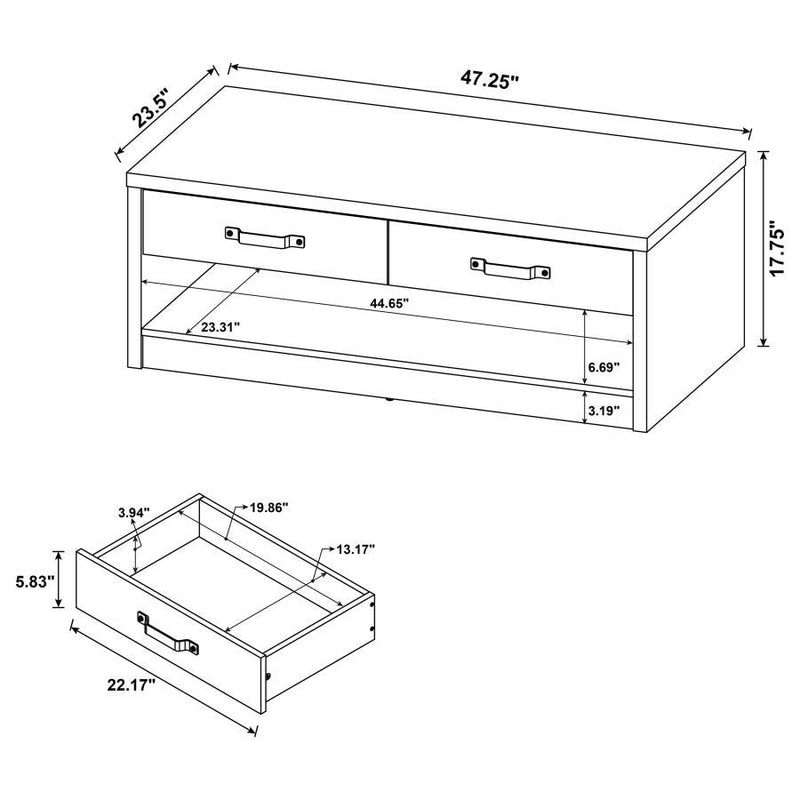 Felix - 2-Drawer Engineered Wood Coffee Table - Gray Driftwood