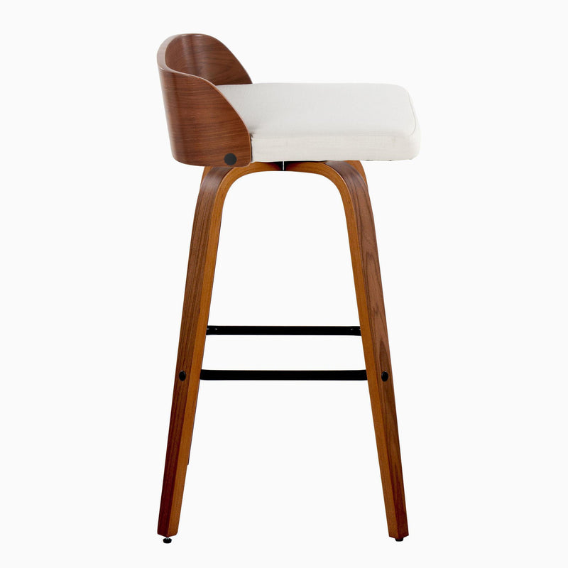 Maya - Mid Century Modern Fixed Height Barstool With Swivel And Square Footrest (Set of 2)