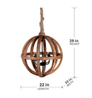 4 Light Wood Chandelier, Hanging Light Fixture With Adjustable Chain For Kitchen, Bulb Not Included - Brown