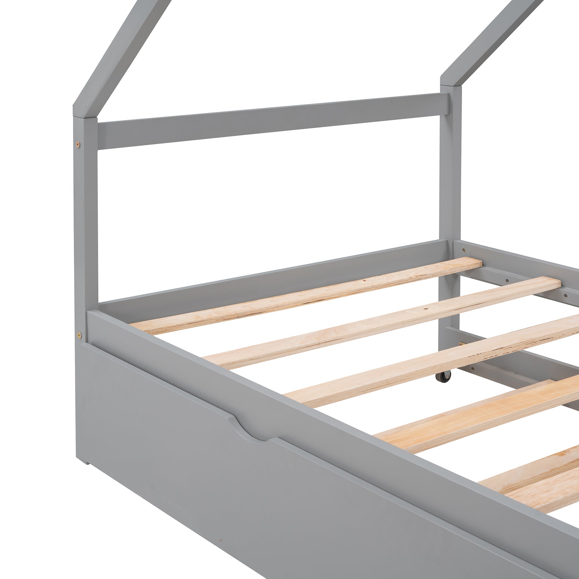 Twin Size Wooden House Bed With Twin Size Trundle, Gray - Atlantic Fine Furniture Melbourne FL