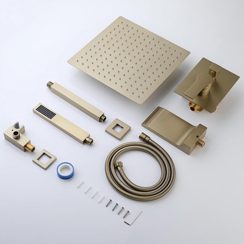 Wall Mount Shower System With High Pressure 10" Shower Head And Handheld