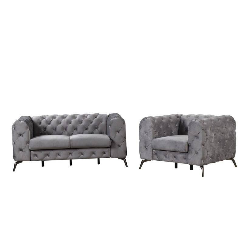 3 Piece Sofa Sets Modern With Sturdy Metal Legs, Velvet Upholstered Couches Sets Including Three Seat Sofa, Loveseat And Single Chair For Living Room Furniture Set