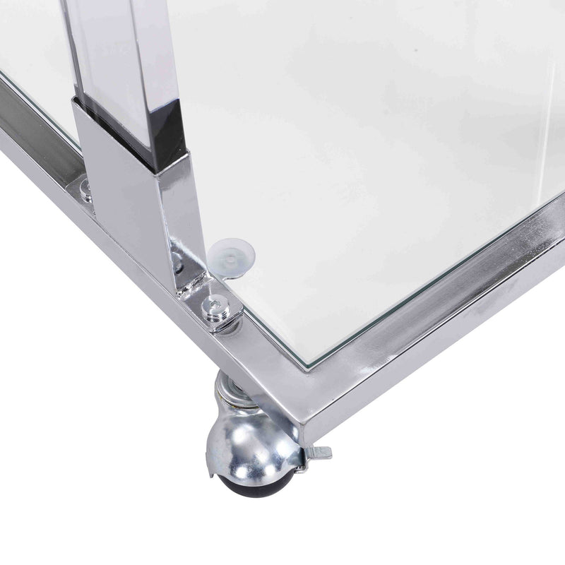 Glass Top C Shape Square Table With Metal Base For Living Room