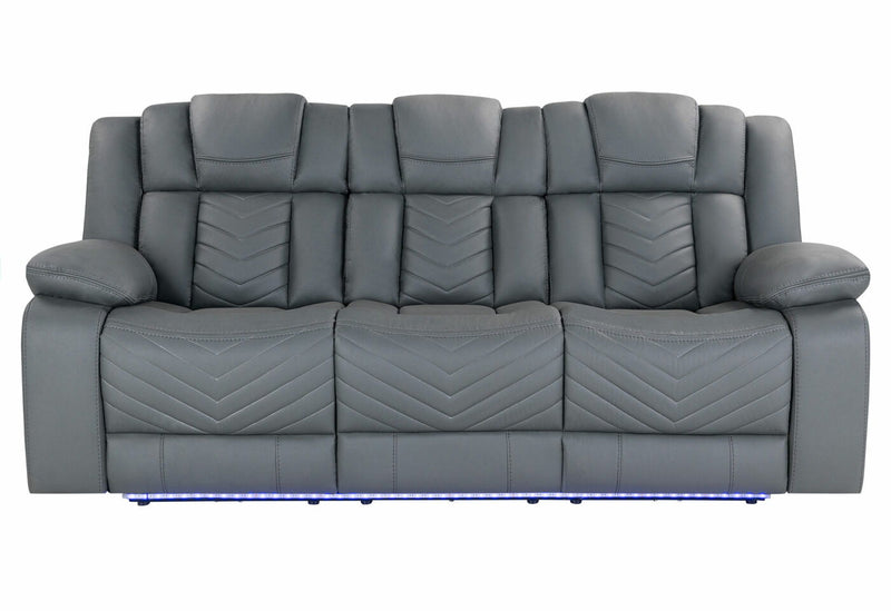 Raize - 10 Power Reclining Sofa With DDT, WC And LED - Gray