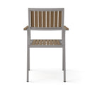 Stylish Modern Faux Wood & Aluminum Outdoor Dining Chairs, (Set of 2) - Natural