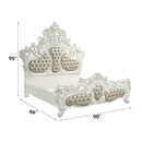 Vanaheim - Eastern King Bed - Beige PU & Antique White Finish - Atlantic Fine Furniture Inc