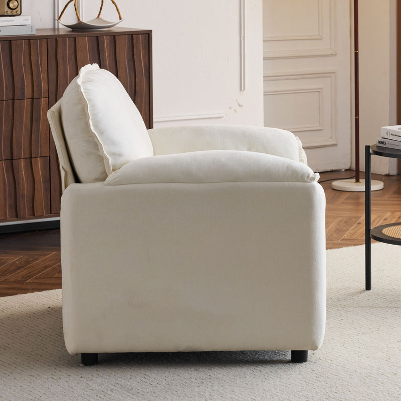 Oversized Reading Armchair With Thick Cushions, High Back Support