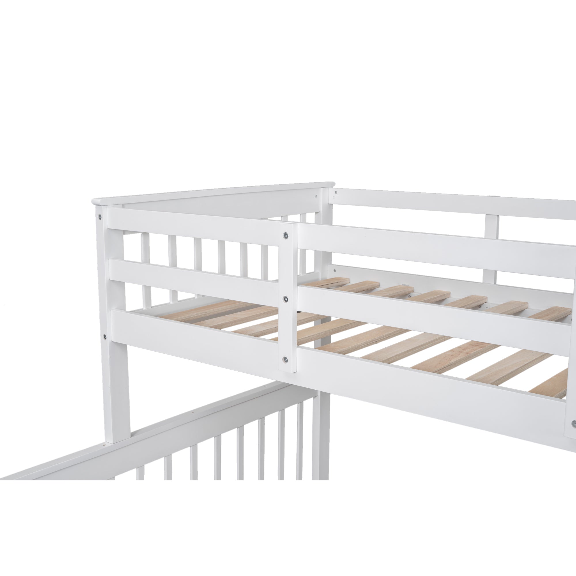 Twin-Over-Full Bunk Bed with Twin size Trundle, Storage and Guard Rail for Bedroom, Dorm, for Adults, White(OLD SKU :LT000119AAK) - Atlantic Fine Furniture Melbourne FL
