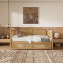 Traditional Style Rattan Daybed, No Box Spring Needed