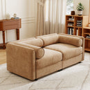 Stylish Chenille Sofa With Storage Seat And Cylindrical Backrest