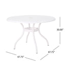 Tranquilius - Outdoor Round Dining Table With Lattice Tabletop, Umbrella Hole And Curved Legs
