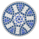 Outdoor Round Side Table With Mosaic Style Top And Curved Iron Legs - Blue / Matte Black
