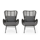 Modern Aesthetic Outdoor Rattan Accent Chair With Metal Legs