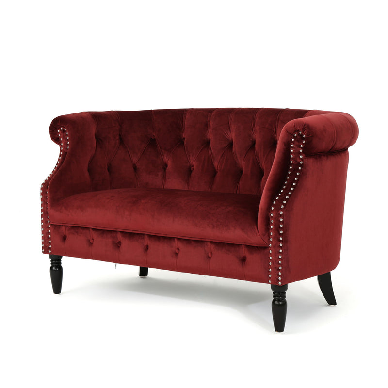 Antique Chesterfield Style Loveseat With Button Tufting