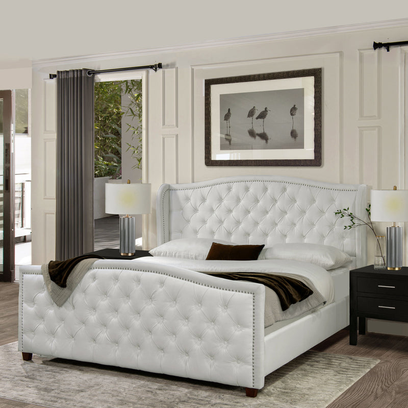 Marcella - Upholstered Shelter Headboard Bed Set