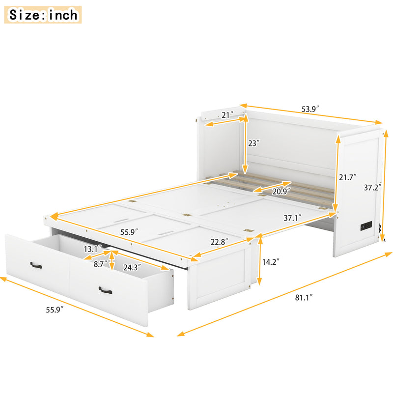 Murphy Bed With USB Port And A Large Drawer
