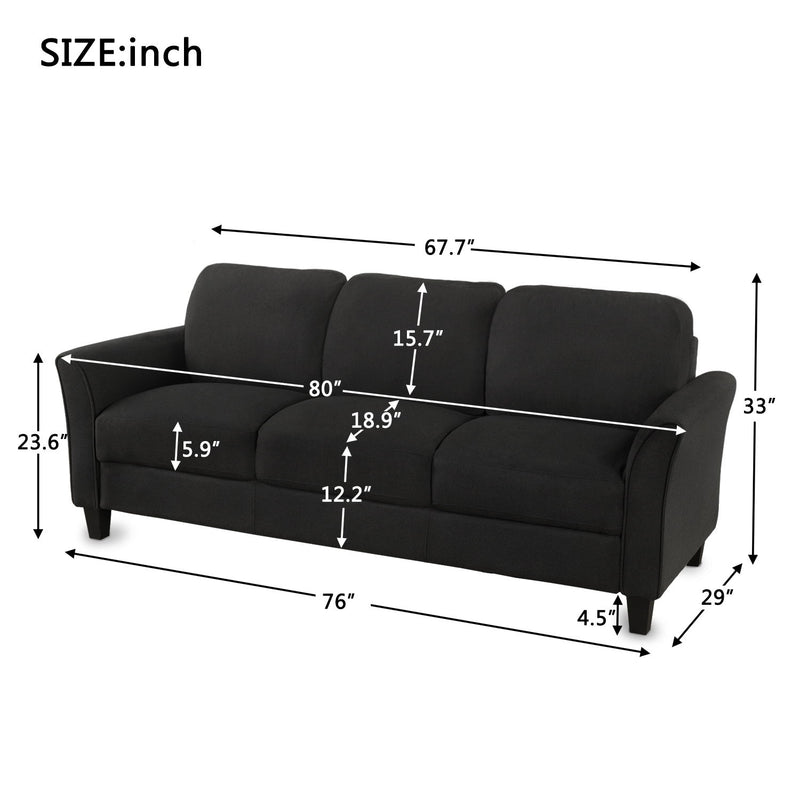 3 Seat Sofa Living Room Linen Fabric Sofa