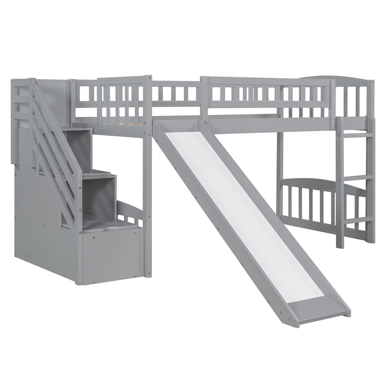 Loft Stairway Bed With 2 Drawers And Slide