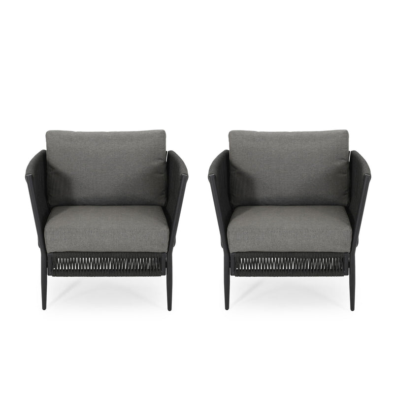 Hanford - Modern Club Chair With Woven Rope Design - Gray