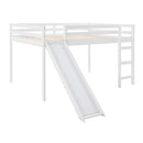 Full Loft Bed With Slide, Multifunctional Design - White