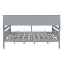 Full size Daybed, Wood Slat Support, with Bedside Shelf and Two Drawers, Gray