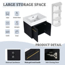 Modern Wall Mounted Bathroom Vanity With Resin Sink And Storage Rack