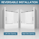 Frameless Single Sliding Shower Door With Soft Close, 5 / 16" Clear Nano Coated Tempered Glass, 60" X 60" - Matte Black